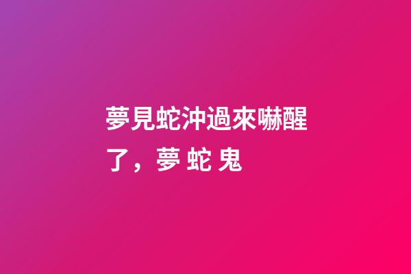 夢見蛇沖過來嚇醒了，夢 蛇 鬼-第1張-觀點-玄機派